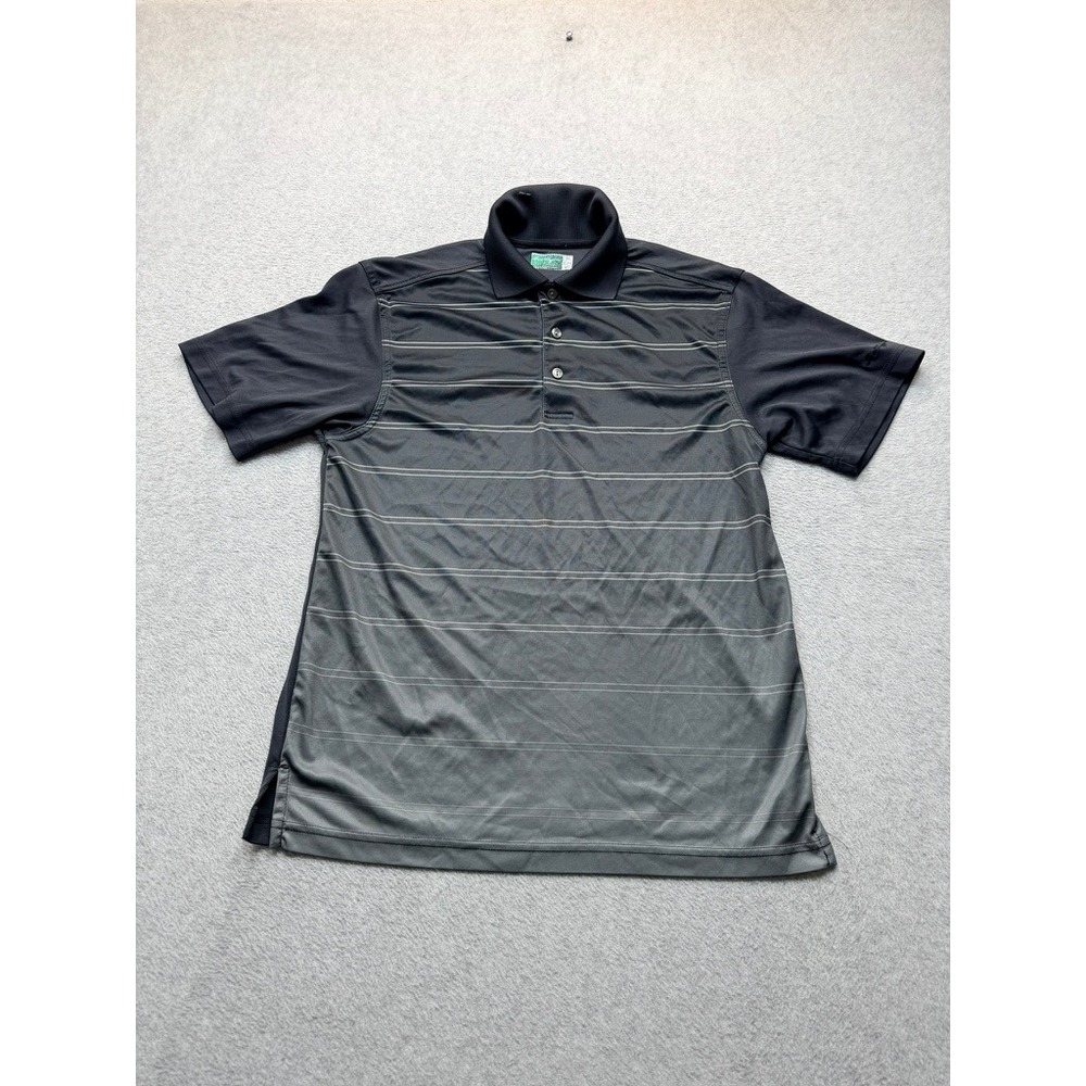 Ben Hogan Golf Mens Polo Shirt Black Grey Striped Short Sleeve Performance Small